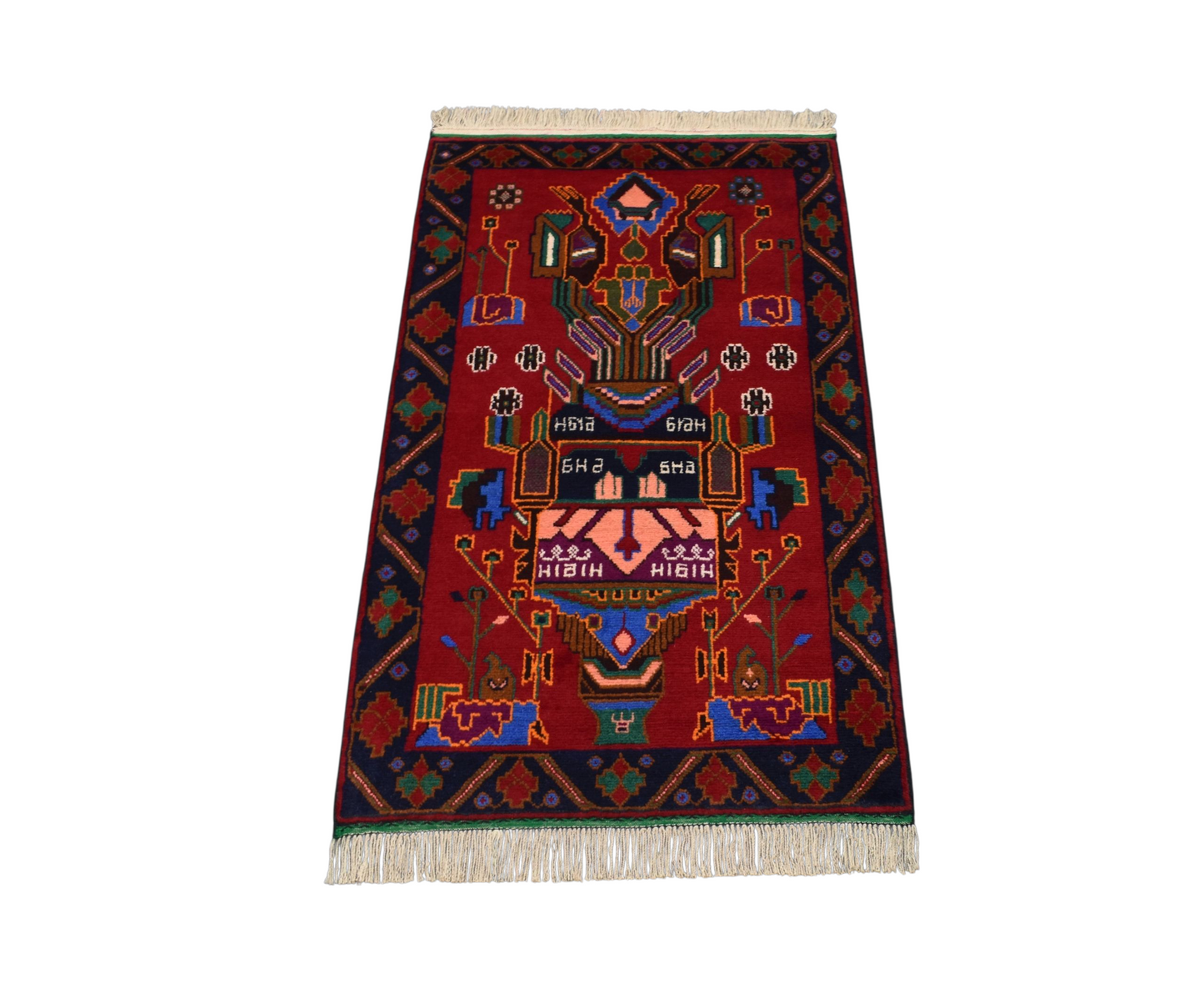 Kilim Antik El Dokuma Seccade Mihraplı İran Acem Yün Halı 0545 - Yeni - Çok Renkli