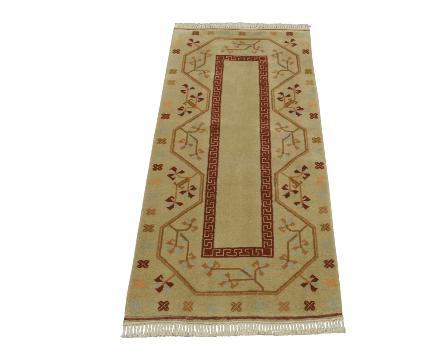Kilim Antik El Dokuma Çiçekli Milas Muğla Yün Halı 0556 - Yeni - Çok Renkli