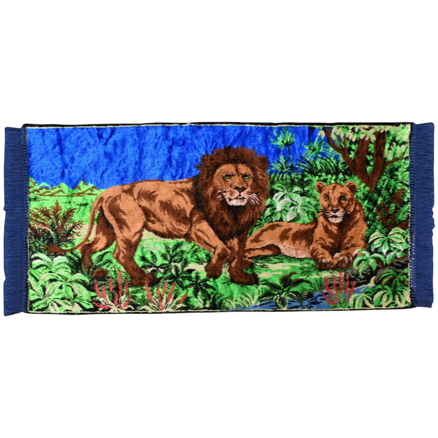 Kilim Antik Doğa Tasvirli Ormanlar Kralı Aslanlı Duvar Halısı 0565 - Yeni - Çok Renkli