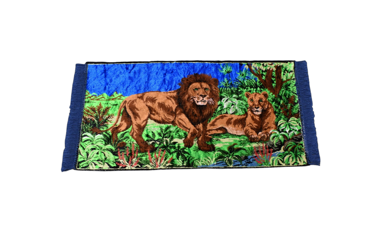 Kilim Antik Doğa Tasvirli Ormanlar Kralı Aslanlı Duvar Halısı 0565 - Yeni - Çok Renkli