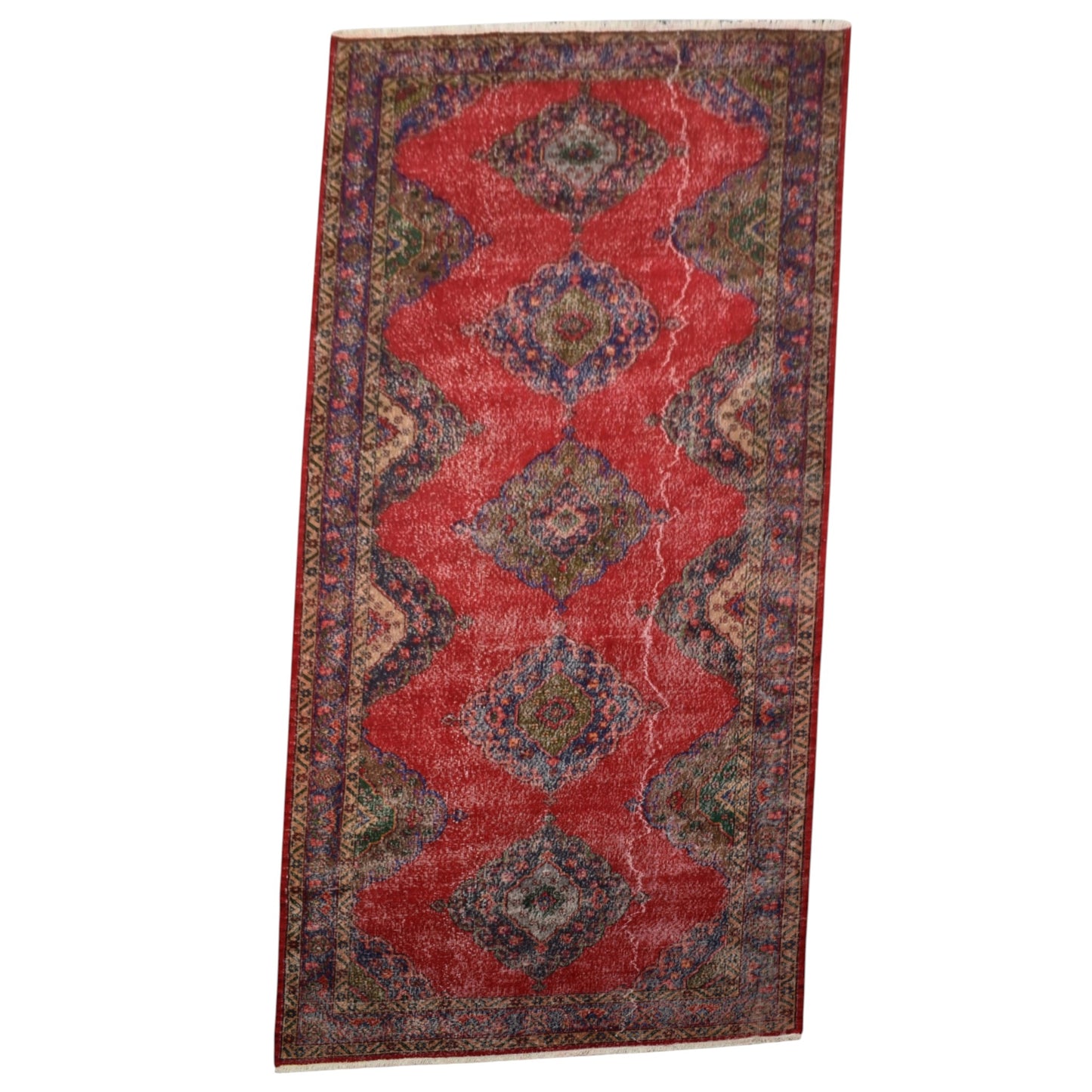 Kilim Antik El Dokuma Konya Sille Yolluk Yün Halı 0570 - Vintage - Çok Renkli