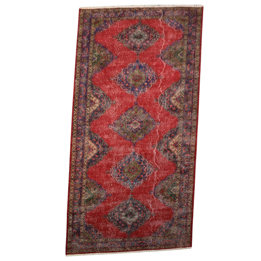 Kilim Antik El Dokuma Konya Sille Yolluk Yün Halı 0570 - Vintage - Çok Renkli