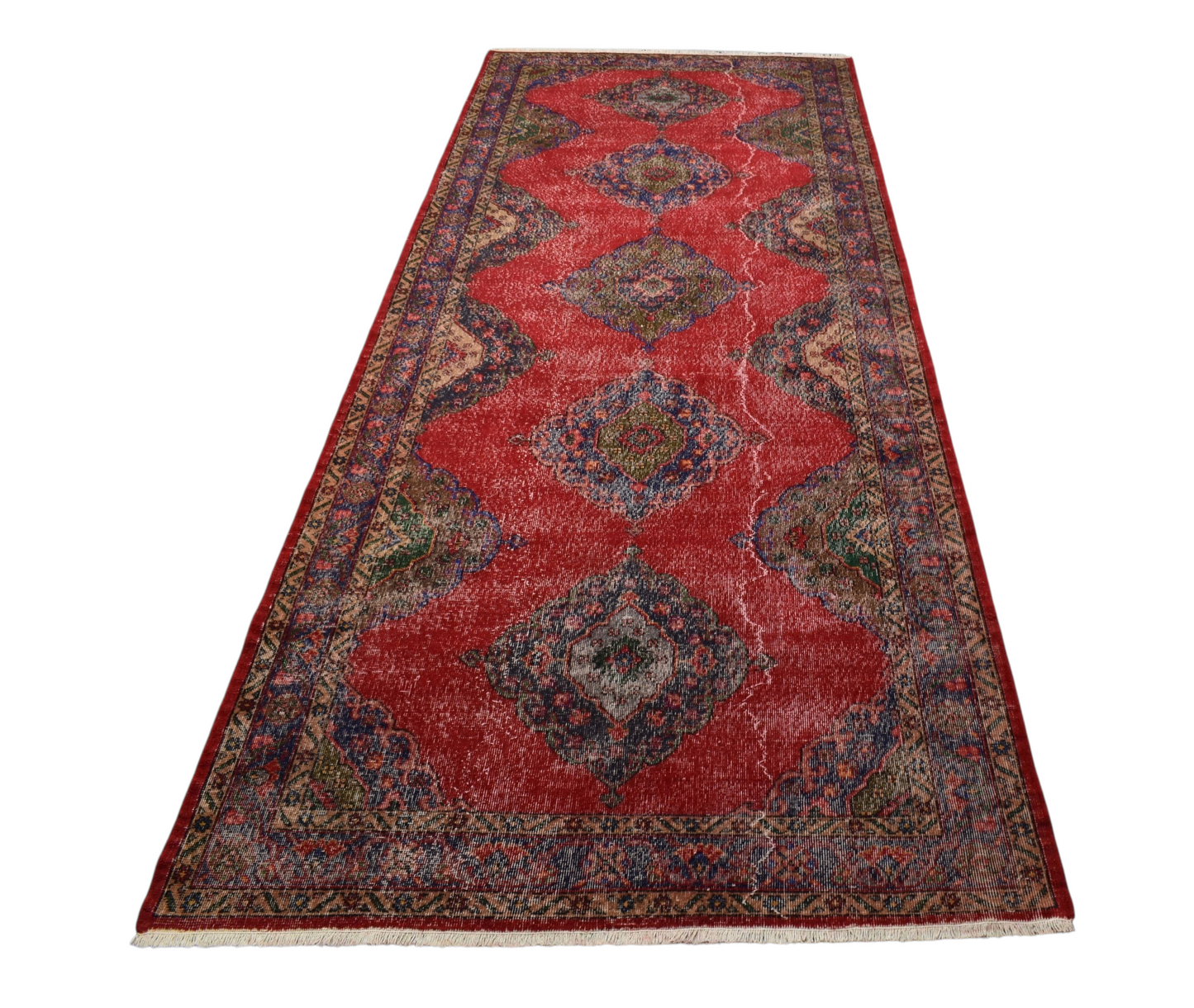 Kilim Antik El Dokuma Konya Sille Yolluk Yün Halı 0570 - Vintage - Çok Renkli