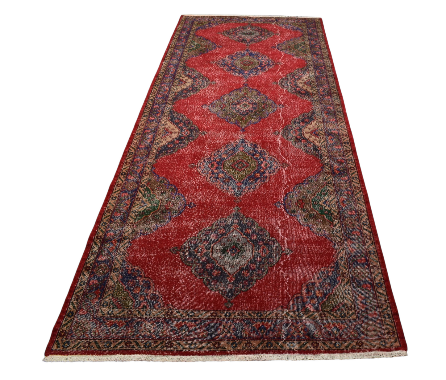 Kilim Antik El Dokuma Konya Sille Yolluk Yün Halı 0570 - Vintage - Çok Renkli