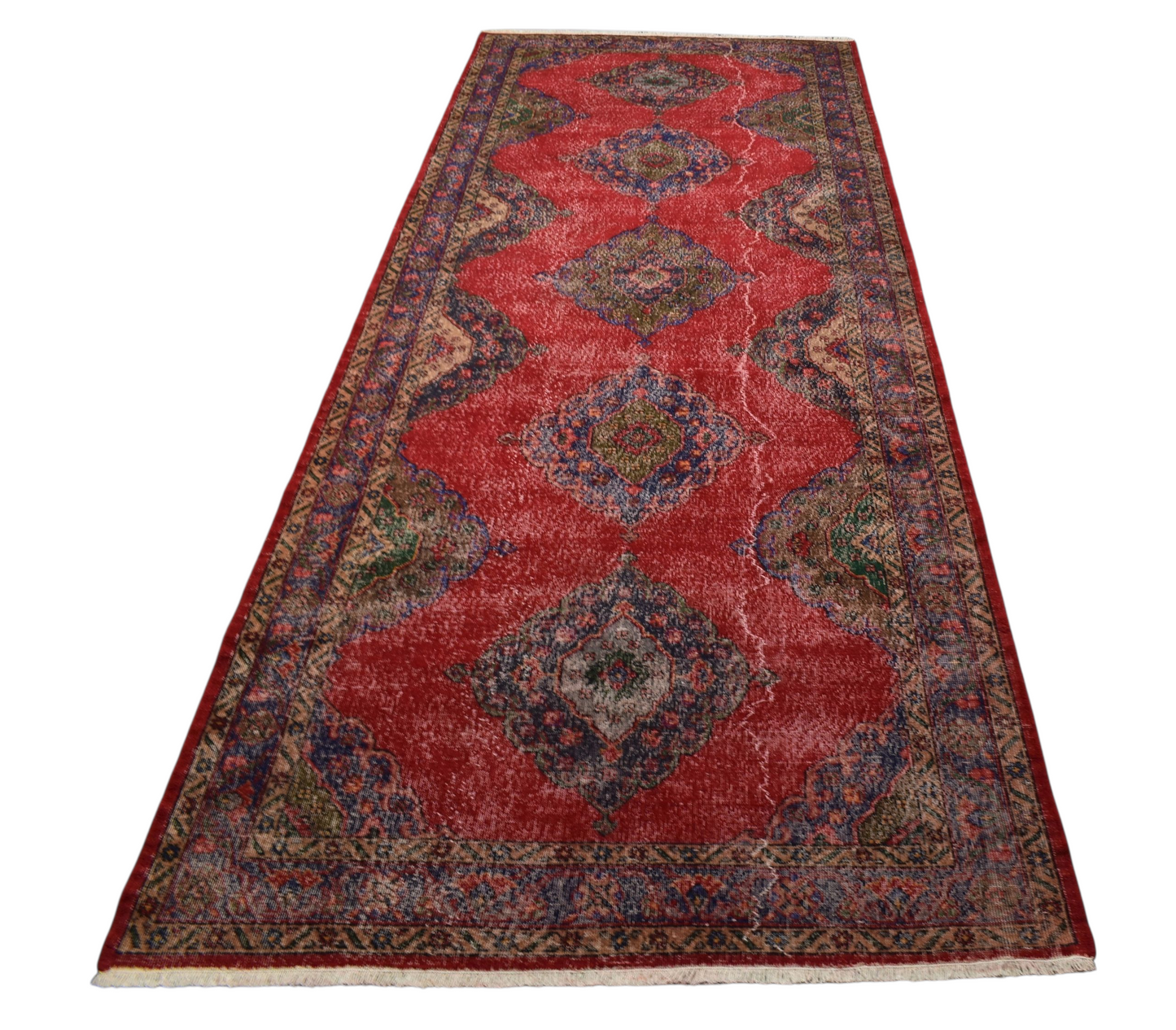 Kilim Antik El Dokuma Konya Sille Yolluk Yün Halı 0570 - Vintage - Çok Renkli