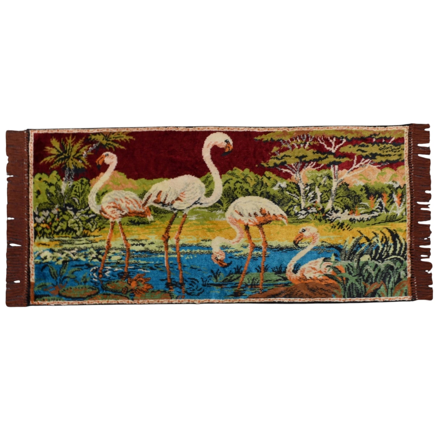 Kilim Antik Doğa Tasvirli Kuğu Temalı Duvar Halısı 0573 - Yeni - Çok Renkli