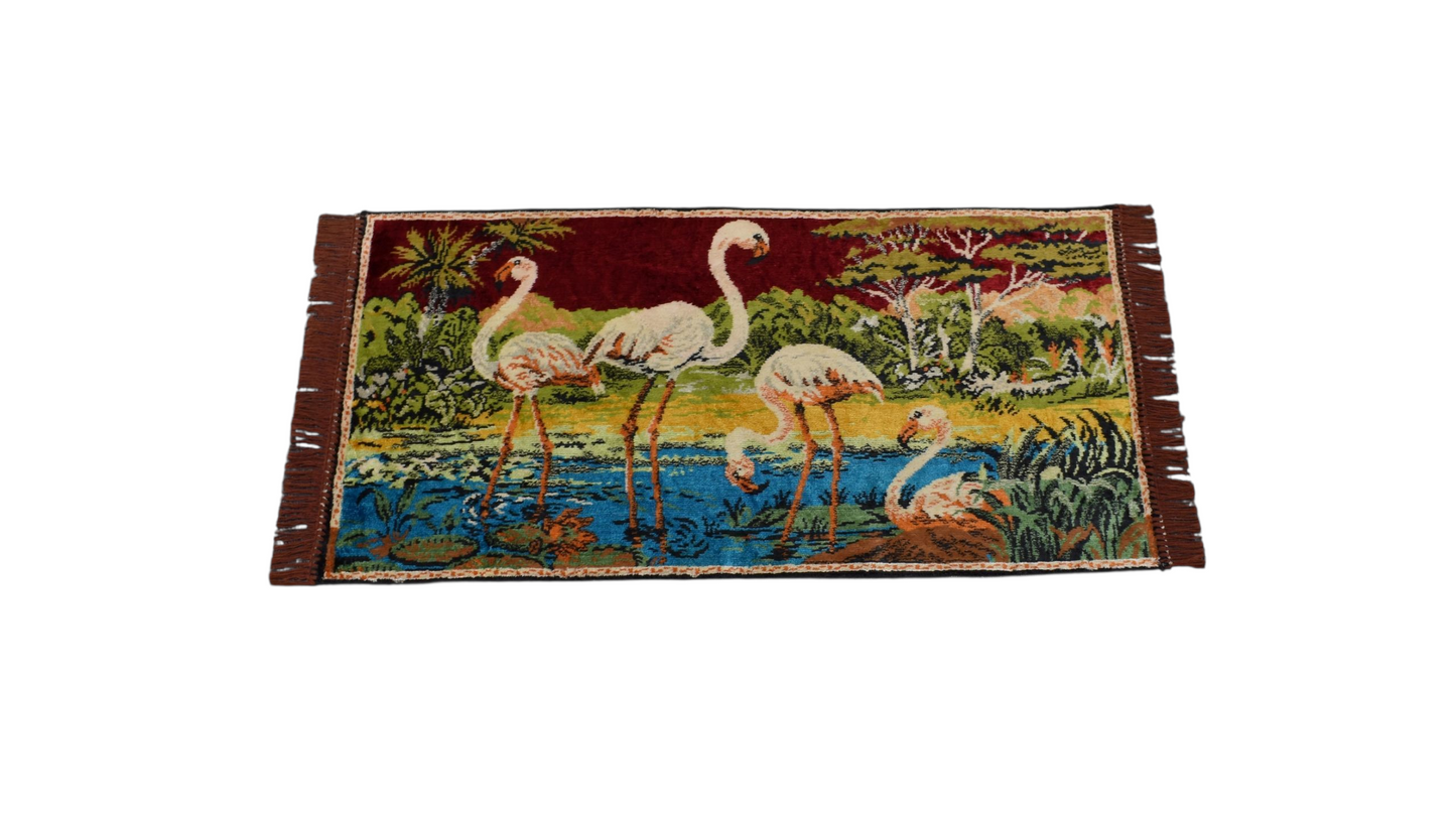 Kilim Antik Doğa Tasvirli Kuğu Temalı Duvar Halısı 0573 - Yeni - Çok Renkli