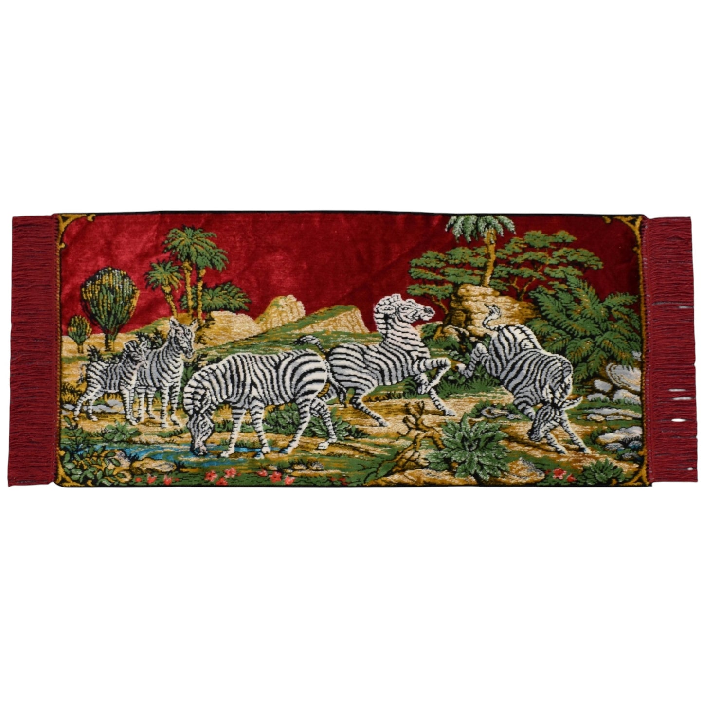Kilim Antik Doğa Tasvirli Zebra Temalı Duvar Halısı 0574 - Yeni - Çok Renkli