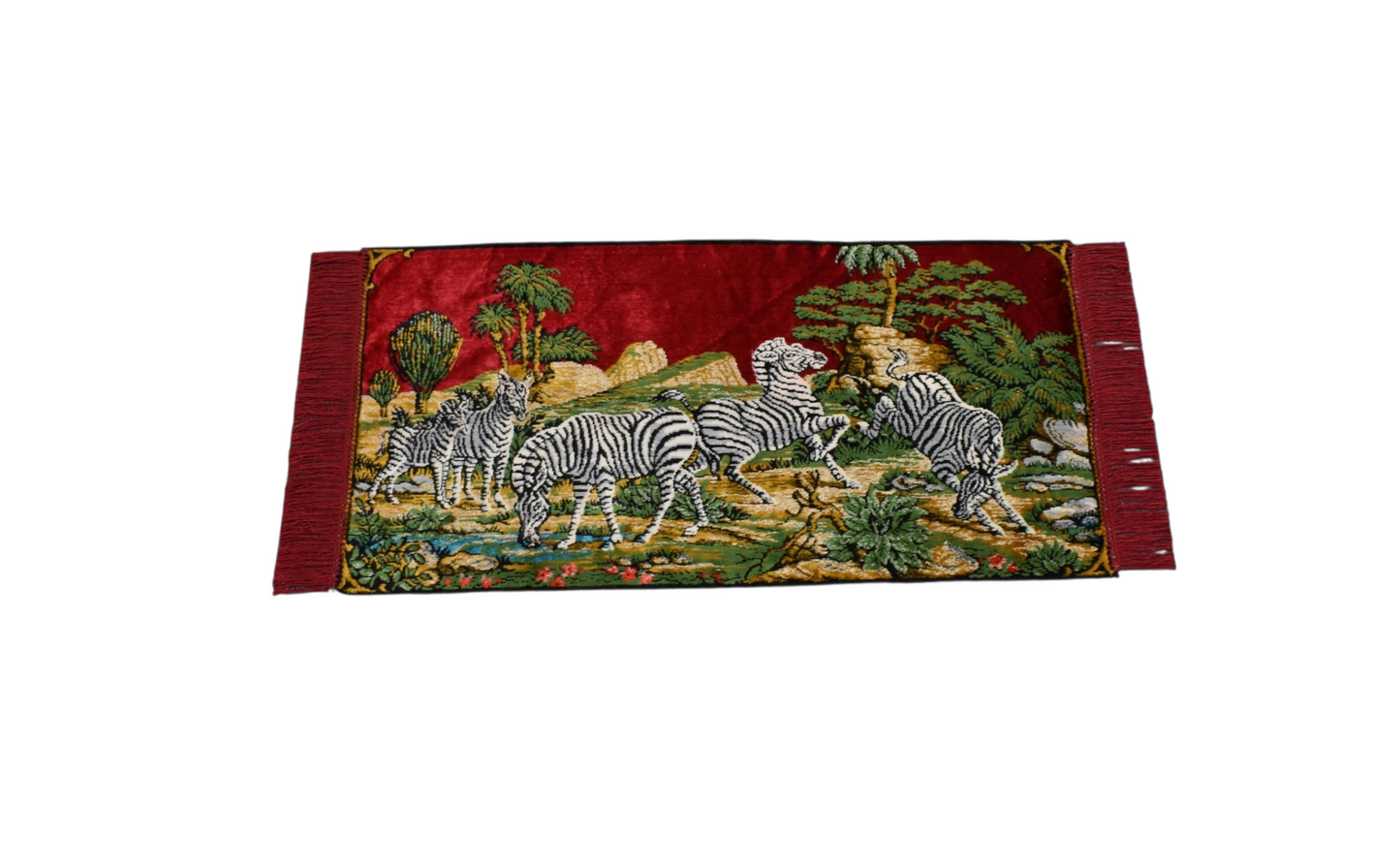 Kilim Antik Doğa Tasvirli Zebra Temalı Duvar Halısı 0574 - Yeni - Çok Renkli