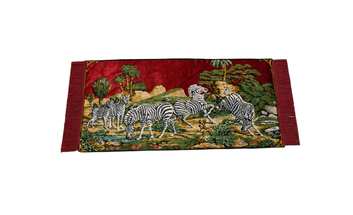 Kilim Antik Doğa Tasvirli Zebra Temalı Duvar Halısı 0574 - Yeni - Çok Renkli