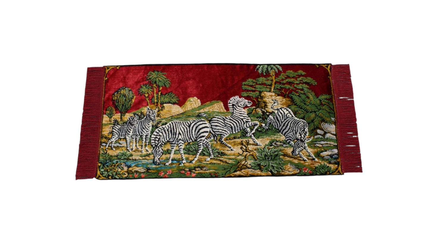Kilim Antik Doğa Tasvirli Zebra Temalı Duvar Halısı 0574 - Yeni - Çok Renkli