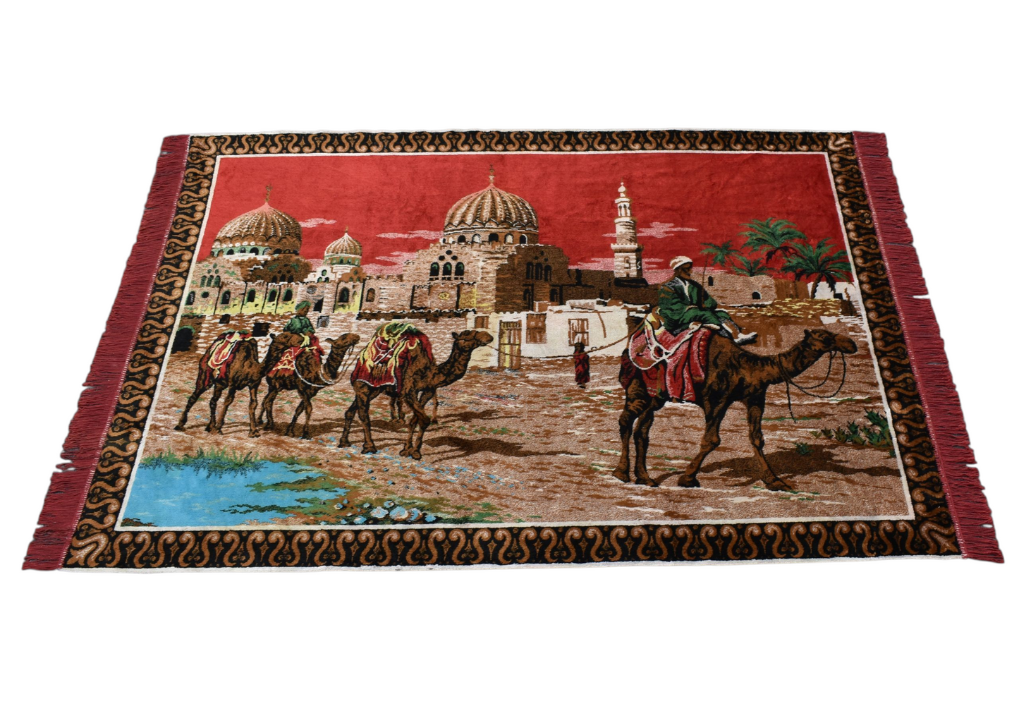 Kilim Antik Doğa Tasvirli Deve Kervanı Temalı Duvar Halısı 0575 - Yeni - Çok Renkli