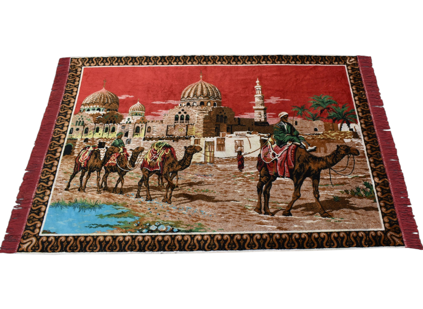 Kilim Antik Doğa Tasvirli Deve Kervanı Temalı Duvar Halısı 0575 - Yeni - Çok Renkli