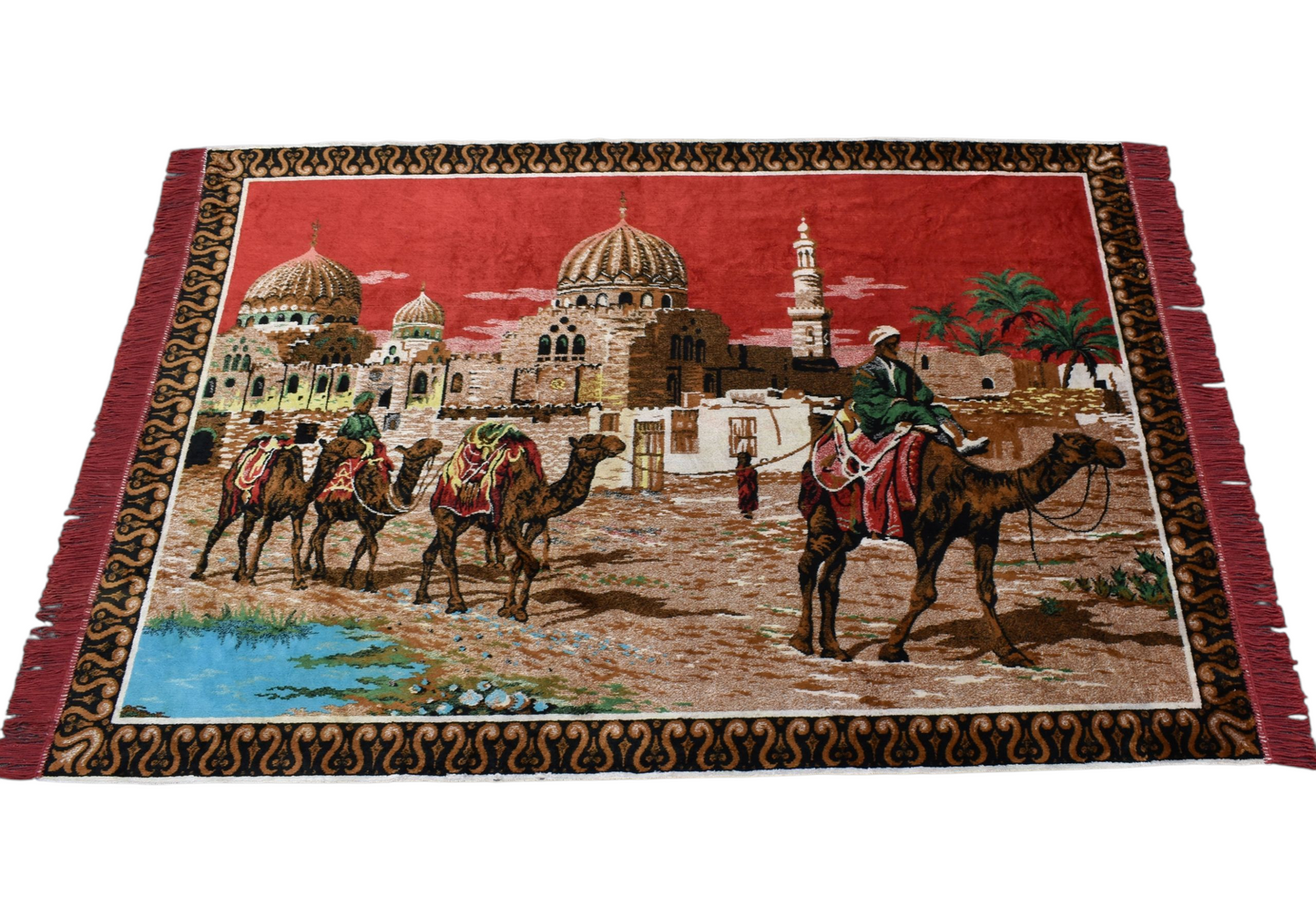 Kilim Antik Doğa Tasvirli Deve Kervanı Temalı Duvar Halısı 0575 - Yeni - Çok Renkli