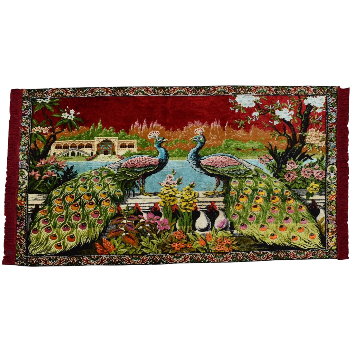 Kilim Antik Malikane Tasvirli Tavus Kuşlu Temalı Duvar Halısı 0576 - Yeni - Çok Renkli