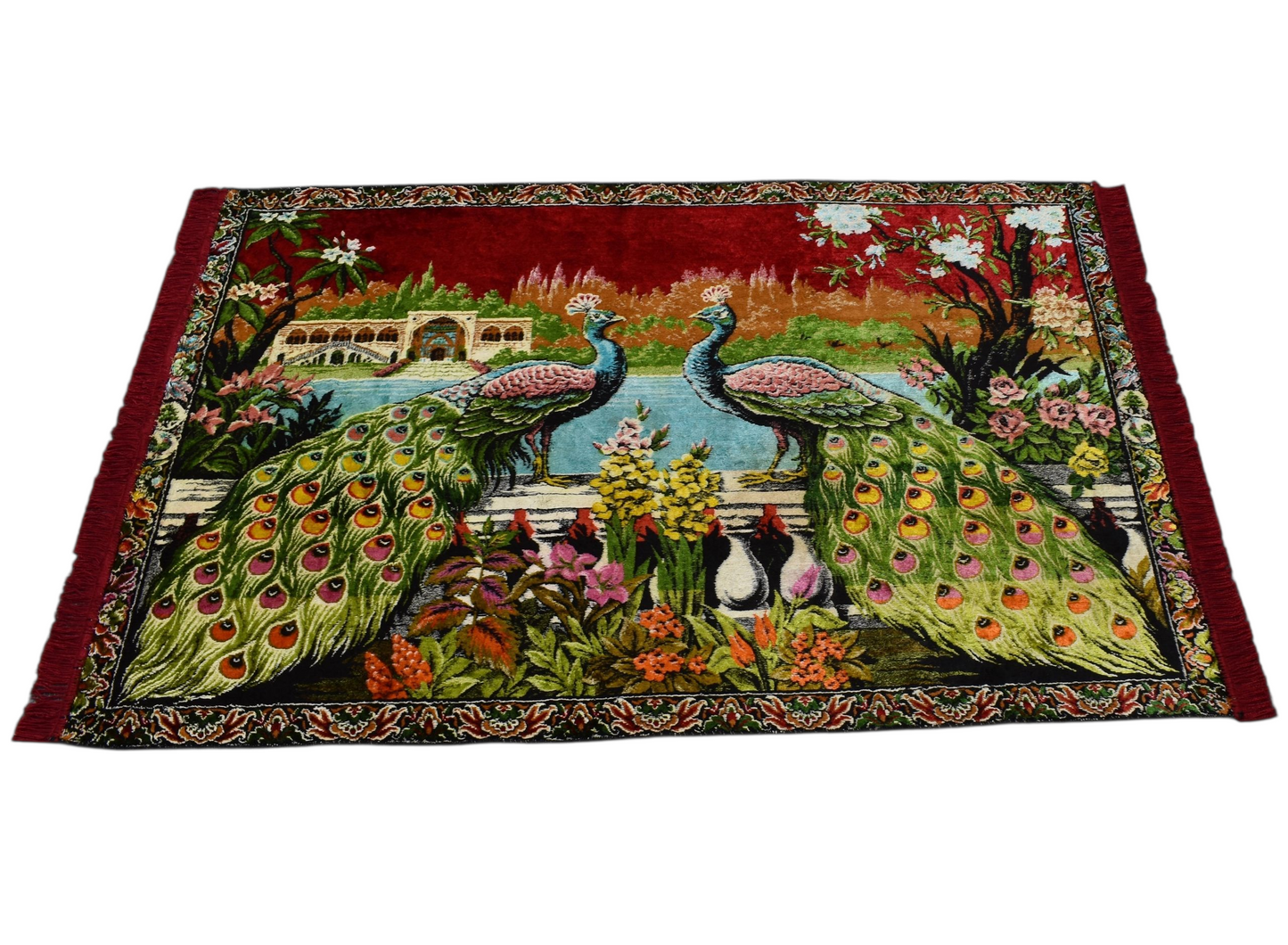Kilim Antik Malikane Tasvirli Tavus Kuşlu Temalı Duvar Halısı 0576 - Yeni - Çok Renkli