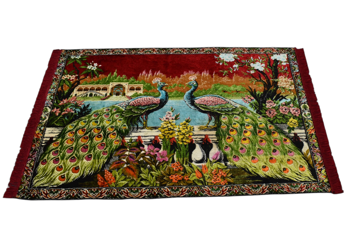 Kilim Antik Malikane Tasvirli Tavus Kuşlu Temalı Duvar Halısı 0576 - Yeni - Çok Renkli