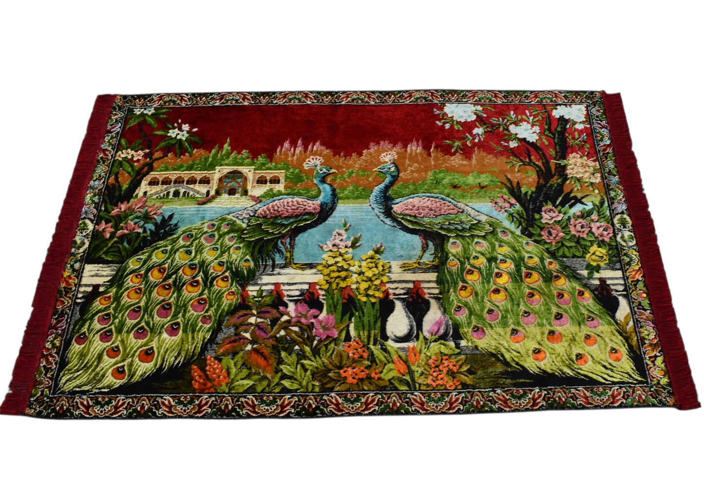 Kilim Antik Malikane Tasvirli Tavus Kuşlu Temalı Duvar Halısı 0576 - Yeni - Çok Renkli