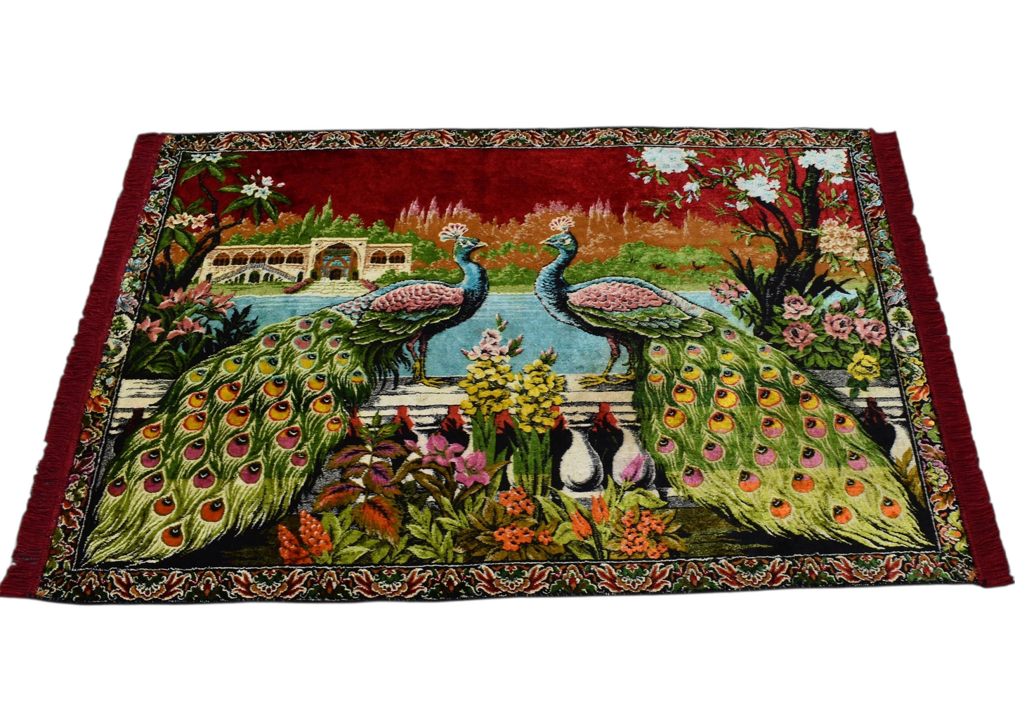 Kilim Antik Malikane Tasvirli Tavus Kuşlu Temalı Duvar Halısı 0576 - Yeni - Çok Renkli