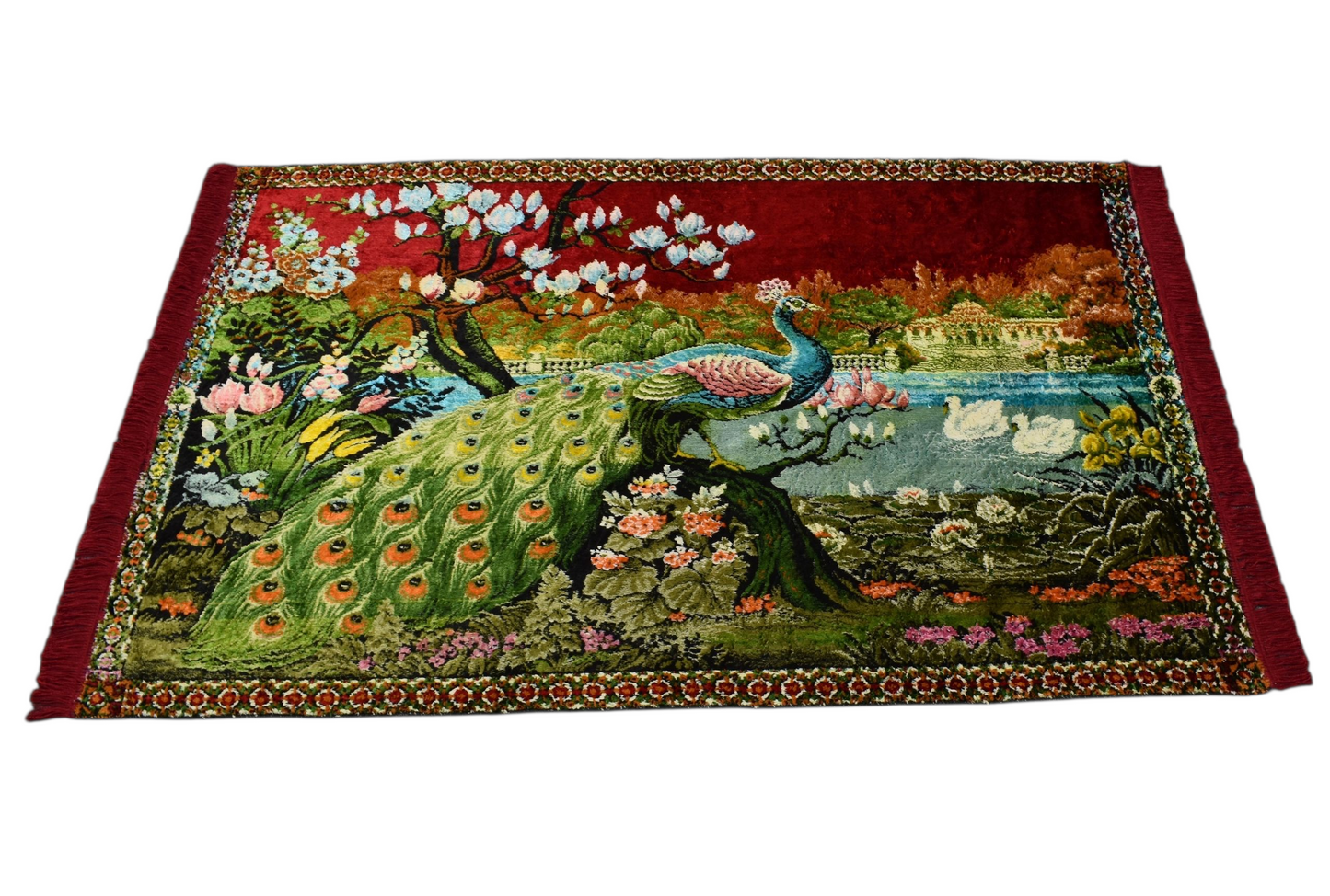 Kilim Antik Malikane Tasvirli Tavus Kuşlu Temalı Duvar Halısı 0577 - Yeni - Çok Renkli