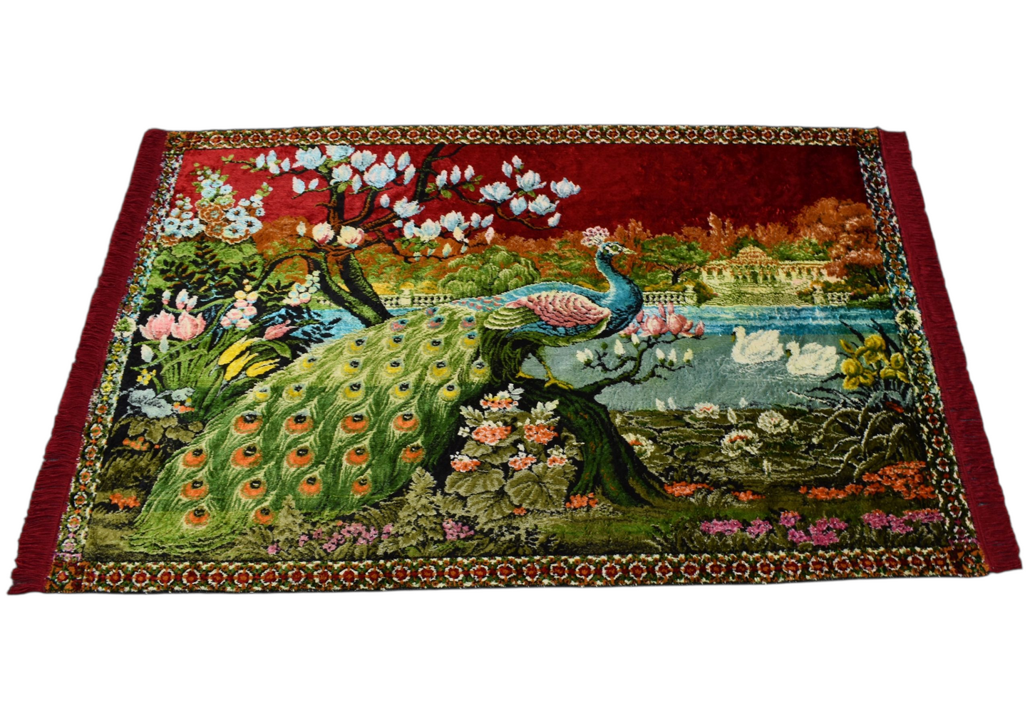 Kilim Antik Malikane Tasvirli Tavus Kuşlu Temalı Duvar Halısı 0577 - Yeni - Çok Renkli