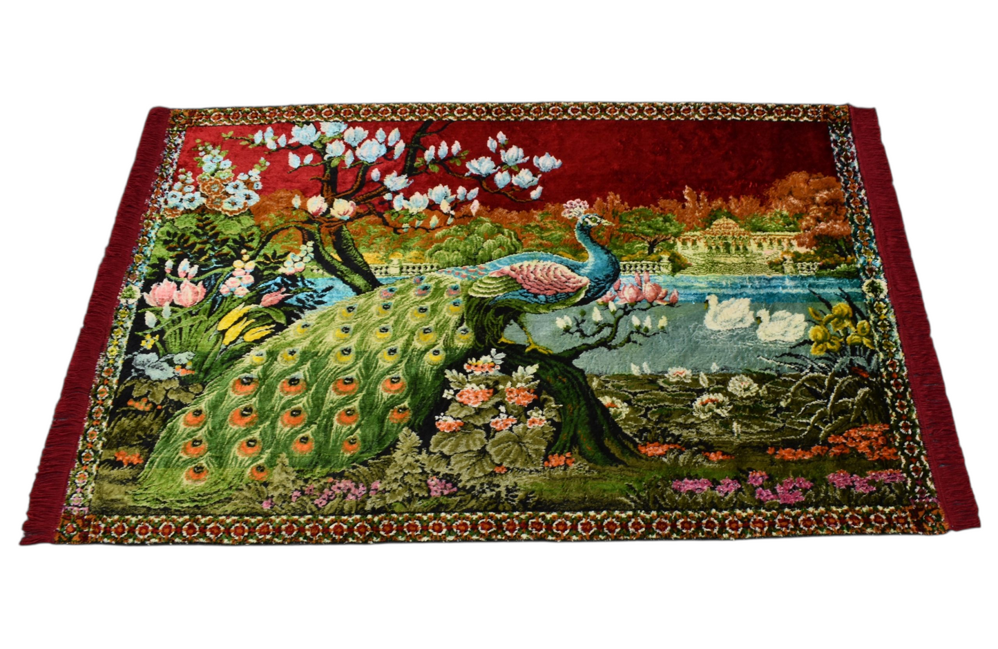 Kilim Antik Malikane Tasvirli Tavus Kuşlu Temalı Duvar Halısı 0577 - Yeni - Çok Renkli