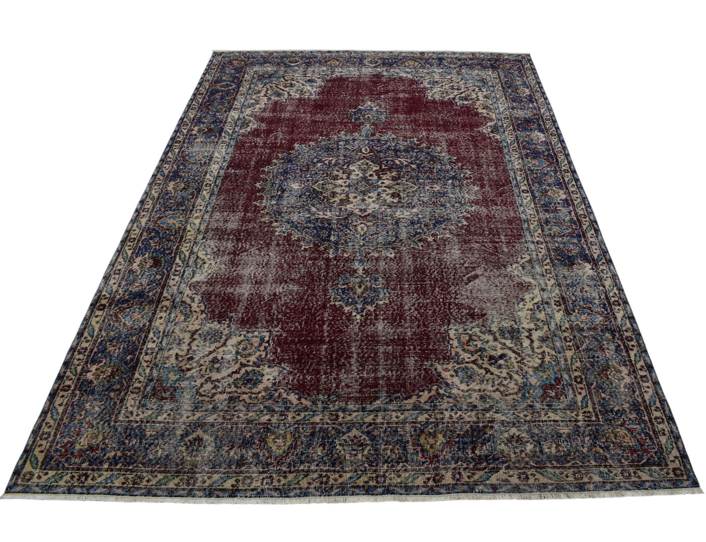 Kilim Antik 6.5m2 El Dokuma Eskitme Yün Salon Halısı 0579 - Vintage - Çok Renkli