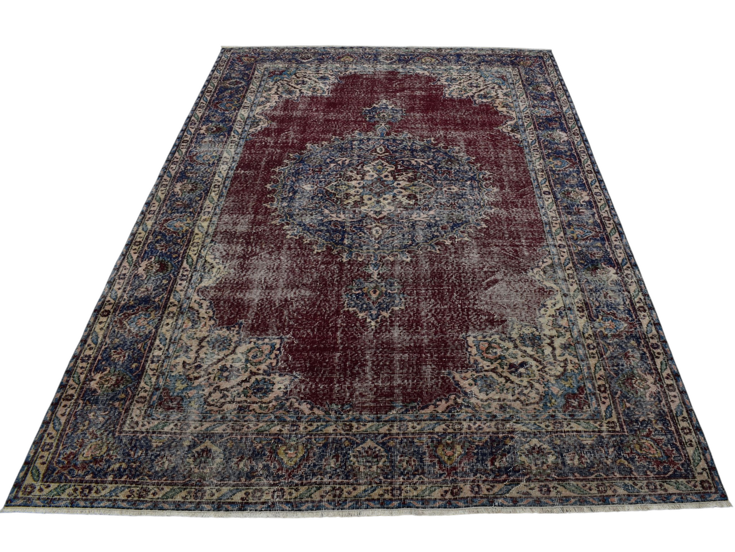 Kilim Antik 6.5m2 El Dokuma Eskitme Yün Salon Halısı 0579 - Vintage - Çok Renkli