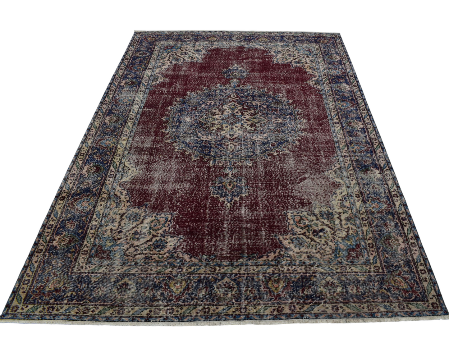 Kilim Antik 6.5m2 El Dokuma Eskitme Yün Salon Halısı 0579 - Vintage - Çok Renkli
