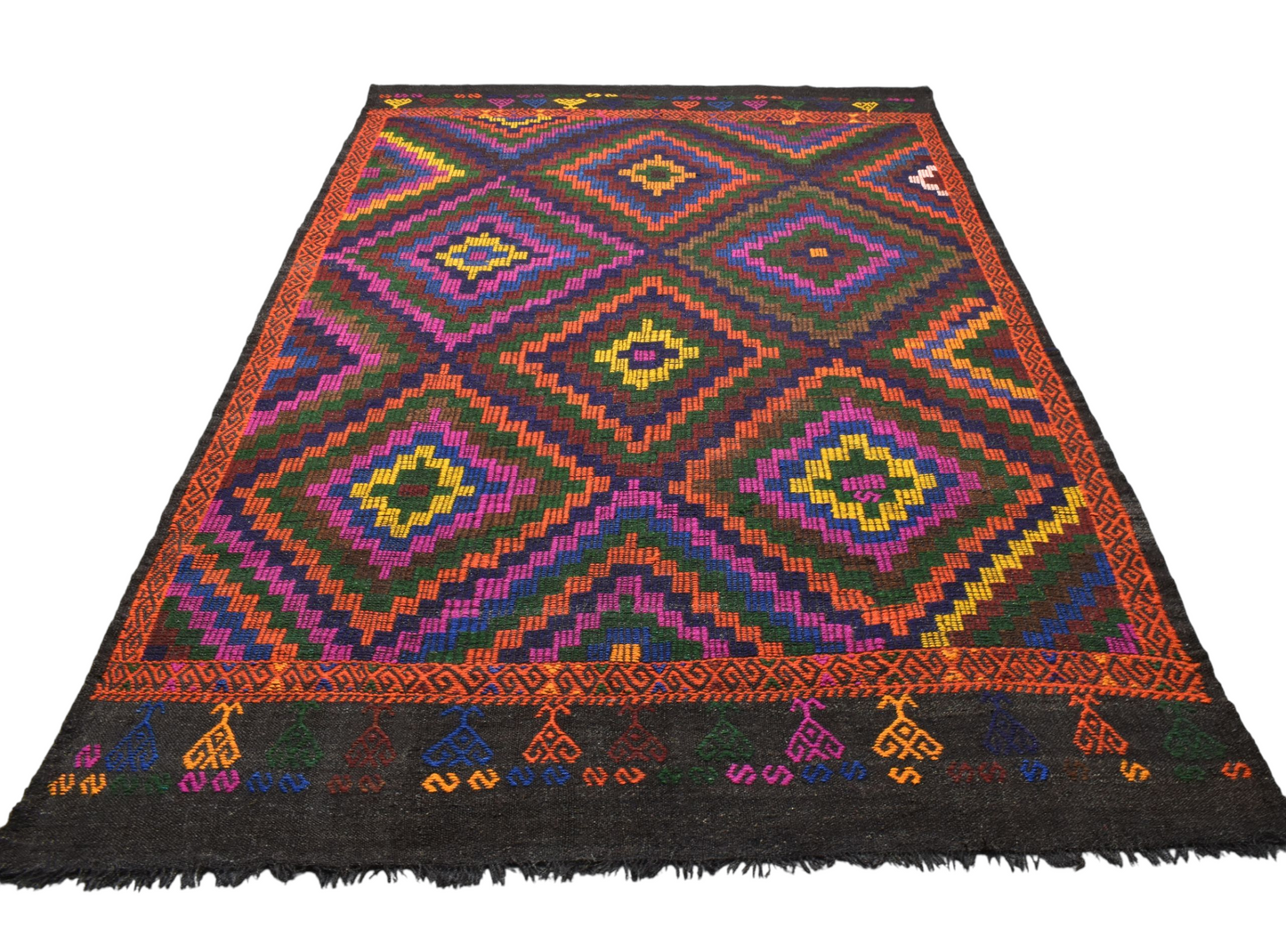 Kilim Antik El Dokuması 7.5m2 Yörük Yün Cecim Kilim 0583 - Yeni - Çok Renkli
