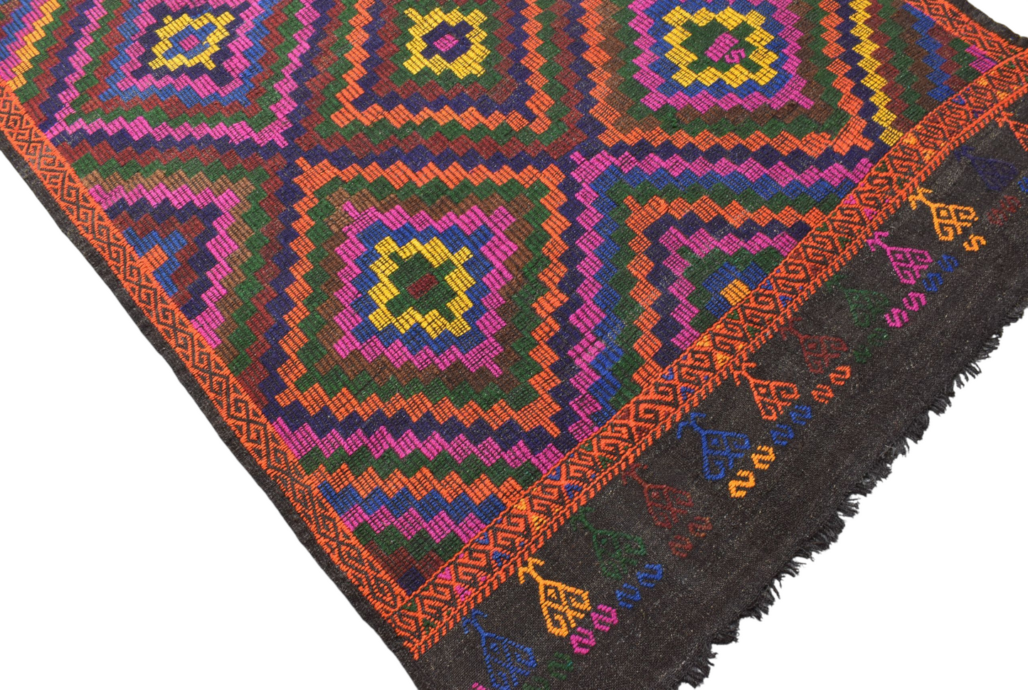 Kilim Antik El Dokuması 7.5m2 Yörük Yün Cecim Kilim 0583 - Yeni - Çok Renkli