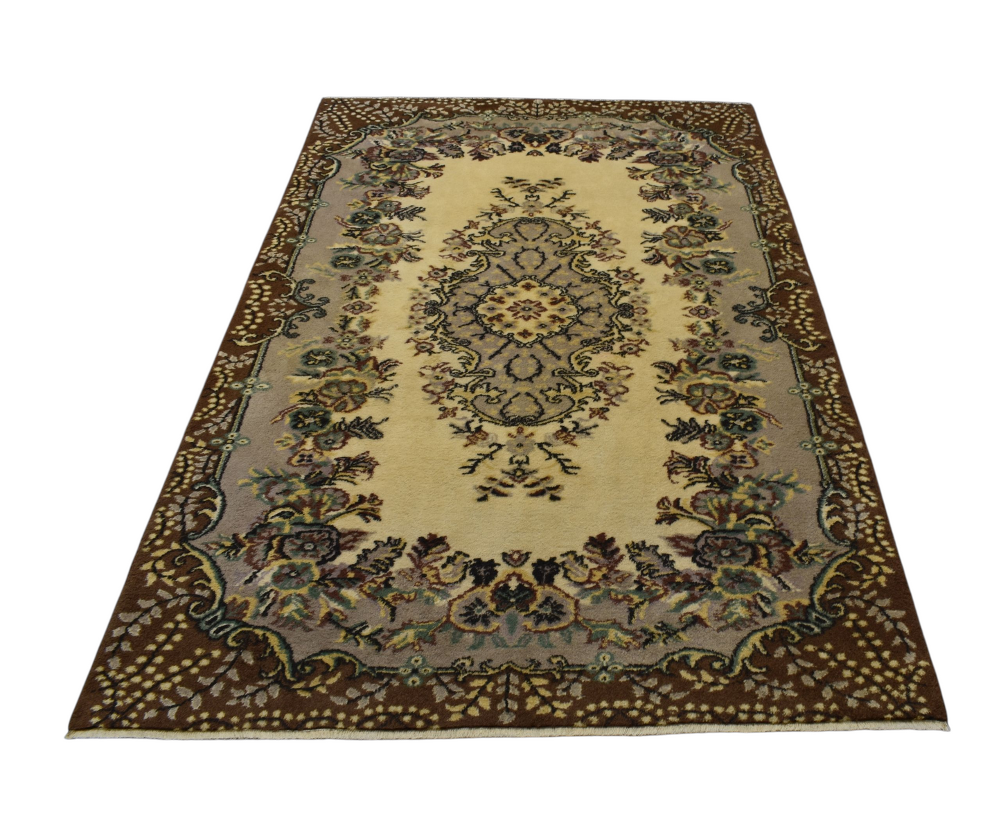 Kilim Antik El Dokuma Burdur Güllü Çiçekli Yün Halı 0588 - Yeni - Çok Renkli