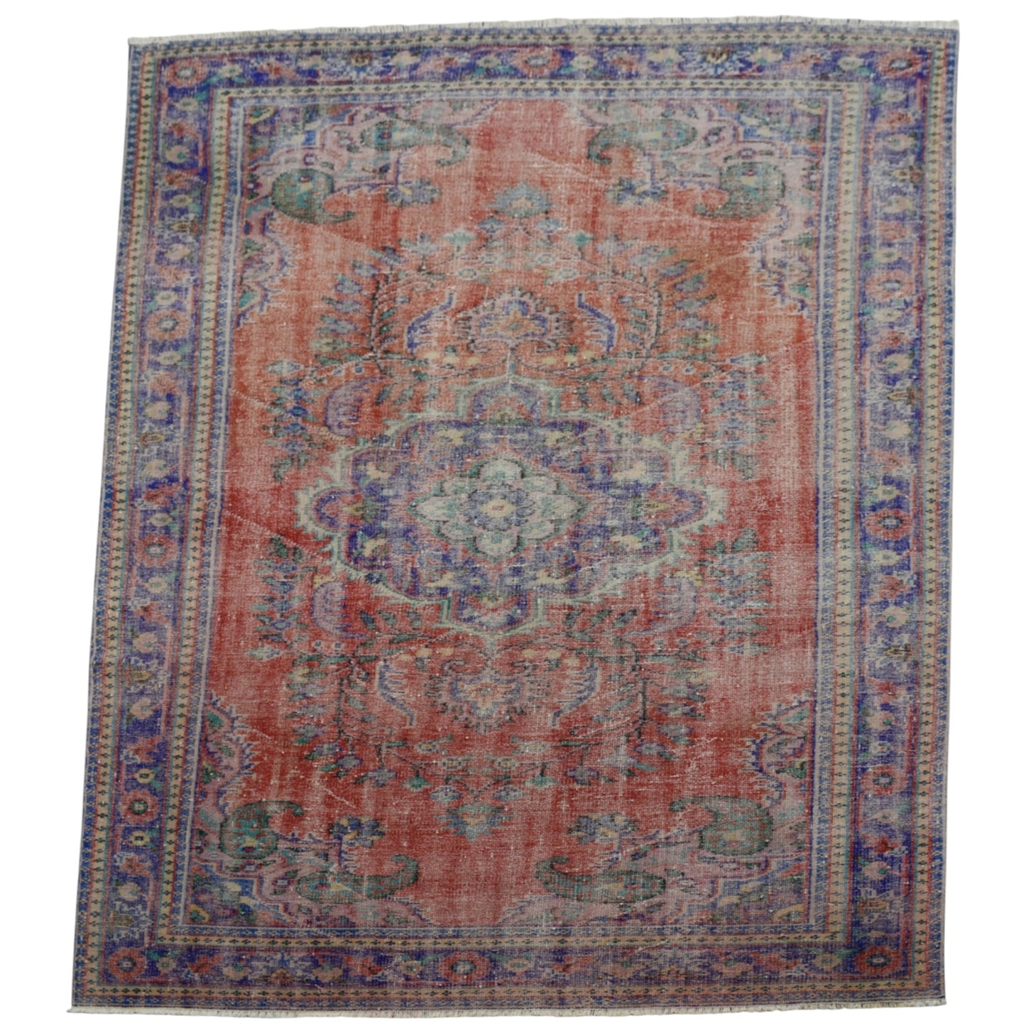 Kilim Antik El Dokuma Eskitme Yün Salon Halısı 0590 - Vintage - Turuncu