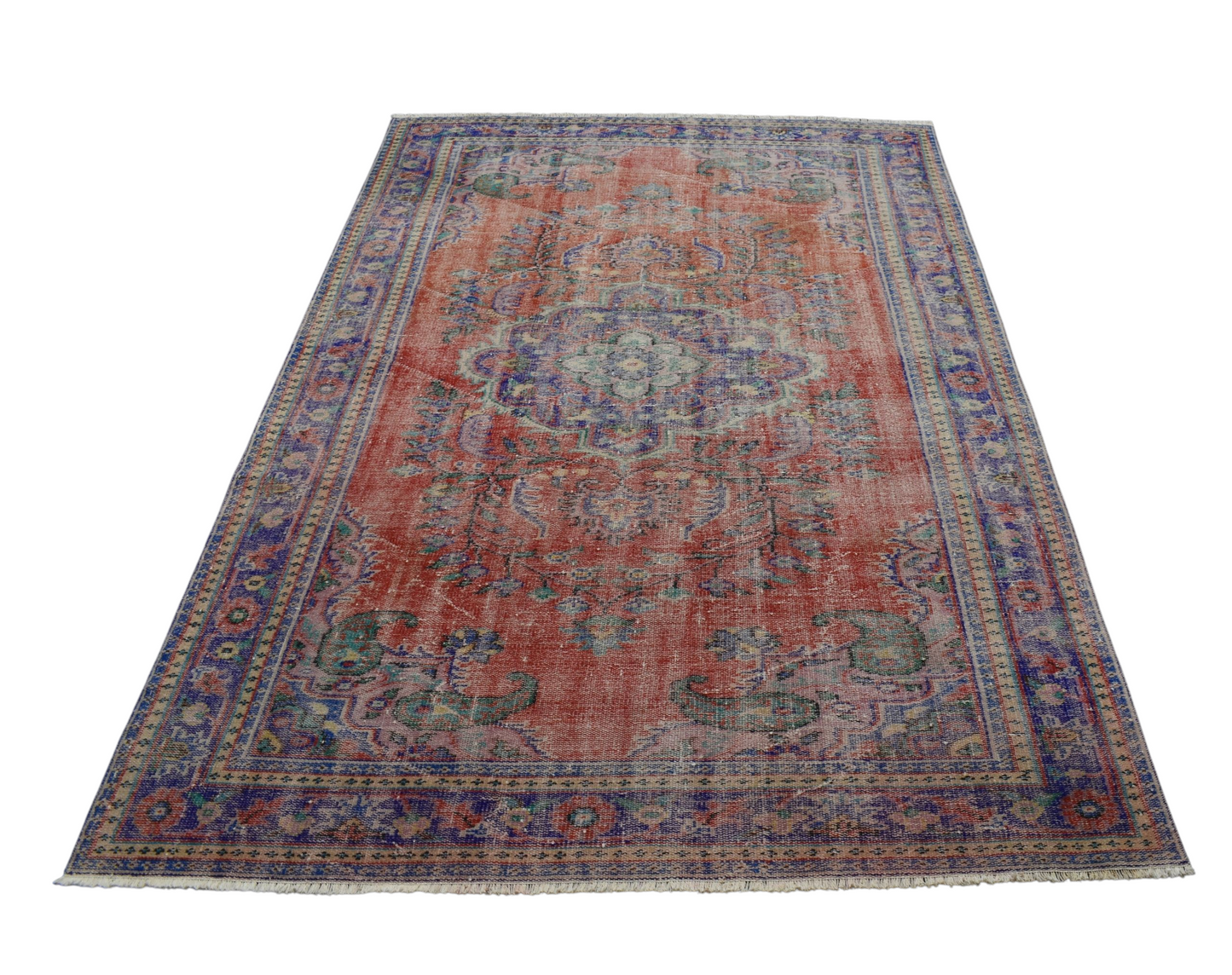 Kilim Antik El Dokuma Eskitme Yün Salon Halısı 0590 - Vintage - Turuncu
