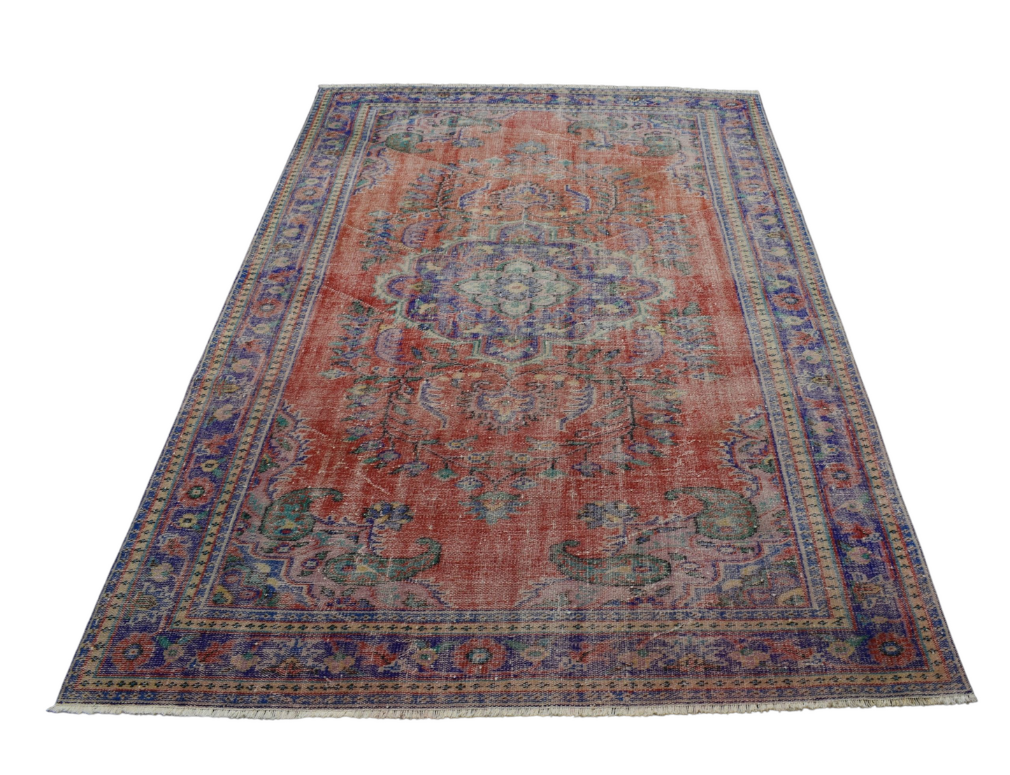 Kilim Antik El Dokuma Eskitme Yün Salon Halısı 0590 - Vintage - Turuncu
