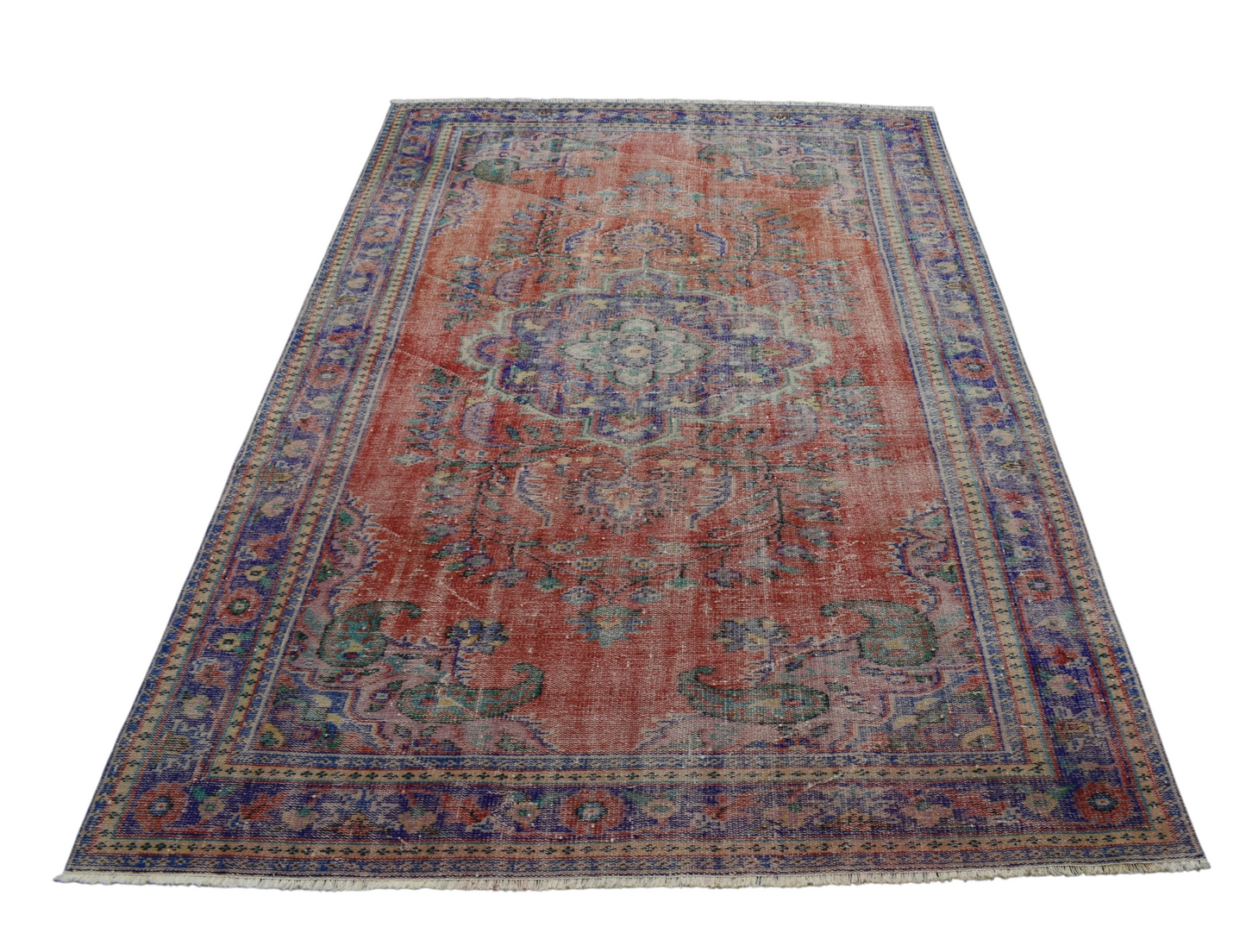 Kilim Antik El Dokuma Eskitme Yün Salon Halısı 0590 - Vintage - Turuncu