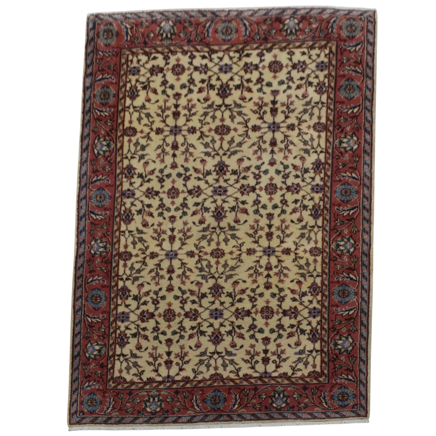 Kilim Antik El Dokuma 4m2 Serpme Çiçekli Batı Anadolu Yün Halı 0591 - Yeni - Bej Krem
