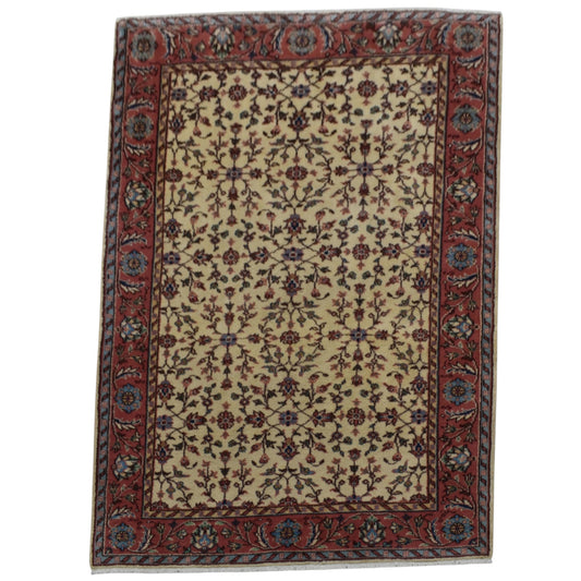Kilim Antik El Dokuma 4m2 Serpme Çiçekli Batı Anadolu Yün Halı 0591 - Yeni - Bej Krem
