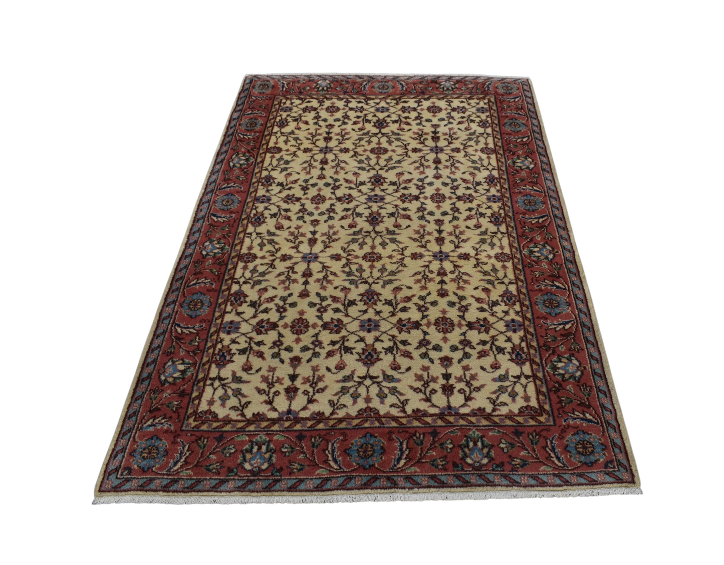 Kilim Antik El Dokuma 4m2 Serpme Çiçekli Batı Anadolu Yün Halı 0591 - Yeni - Bej Krem
