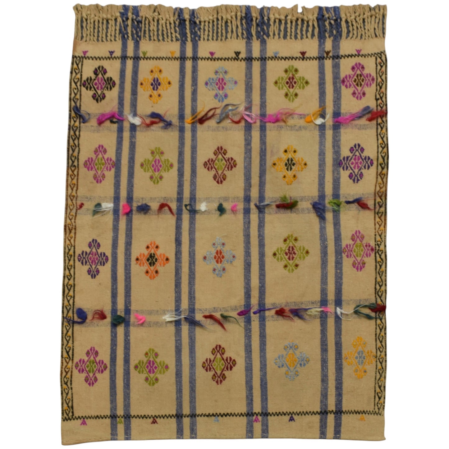 Kilim Antik El Dokuma Pamuklu Yörük Tülü Yün Kilim 0595 - Yeni - Çok Renkli