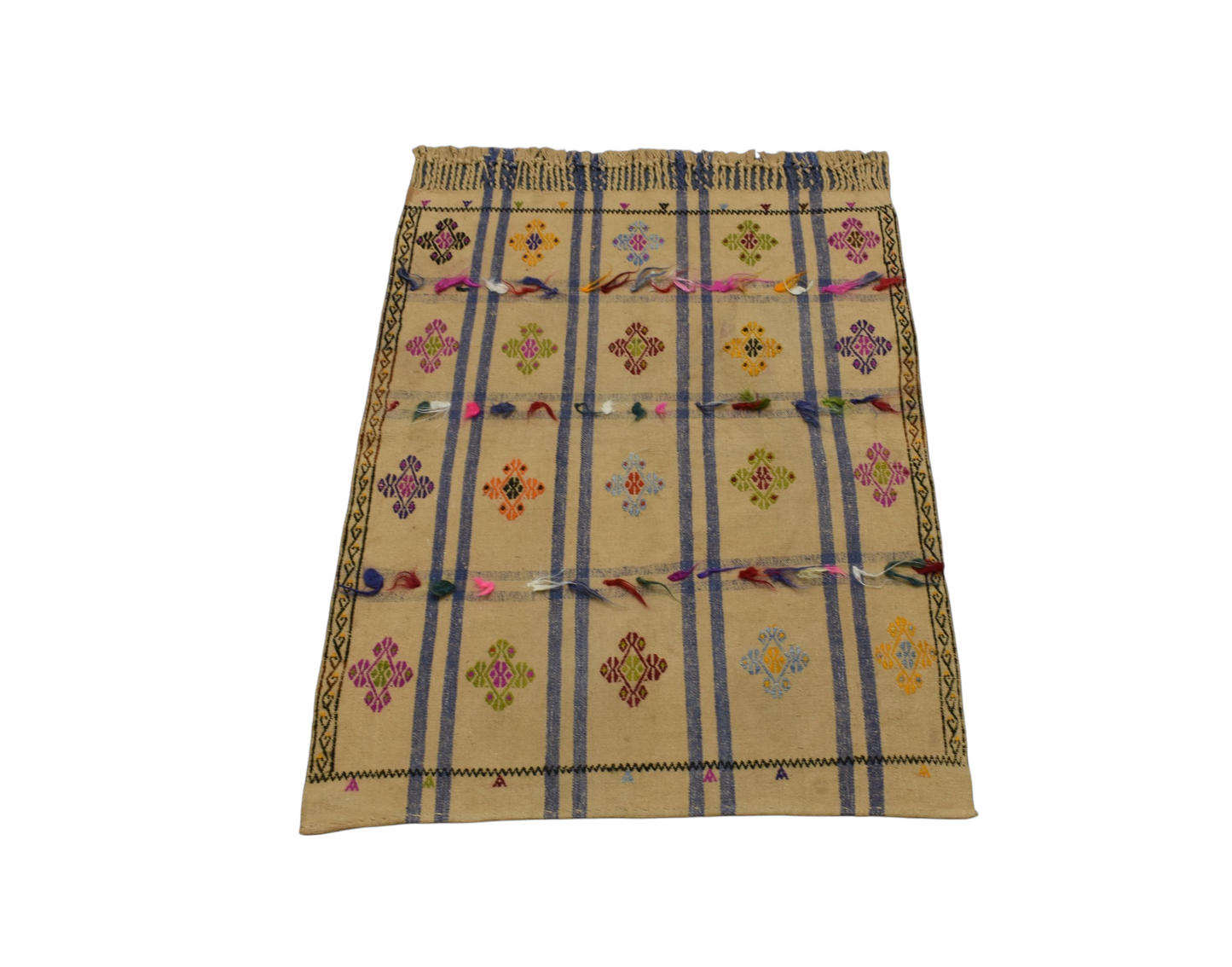 Kilim Antik El Dokuma Pamuklu Yörük Tülü Yün Kilim 0595 - Yeni - Çok Renkli