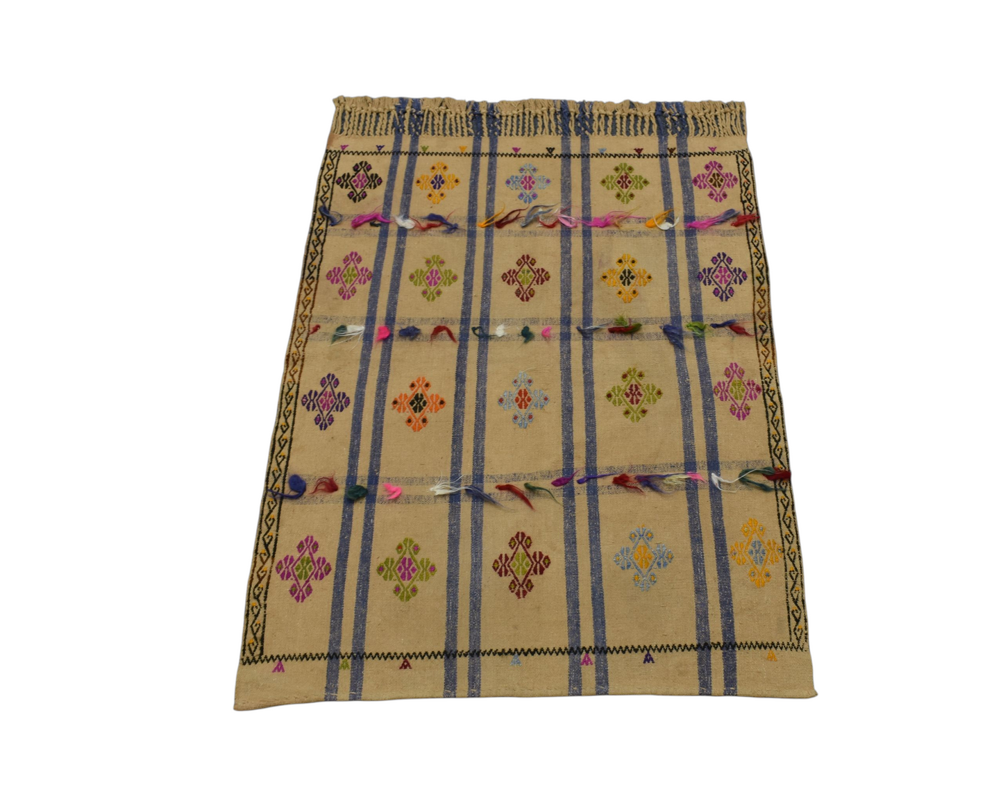 Kilim Antik El Dokuma Pamuklu Yörük Tülü Yün Kilim 0595 - Yeni - Çok Renkli