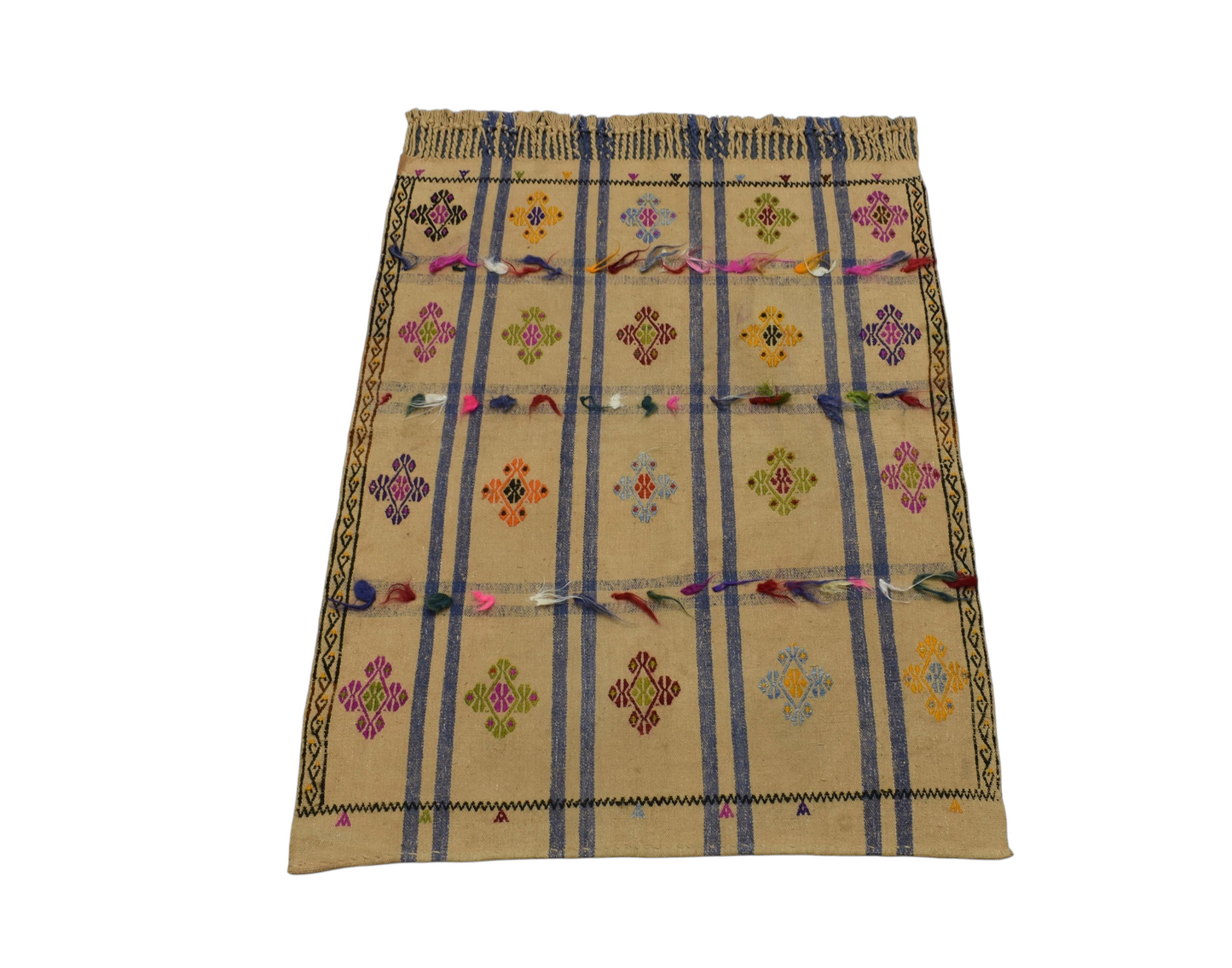 Kilim Antik El Dokuma Pamuklu Yörük Tülü Yün Kilim 0595 - Yeni - Çok Renkli
