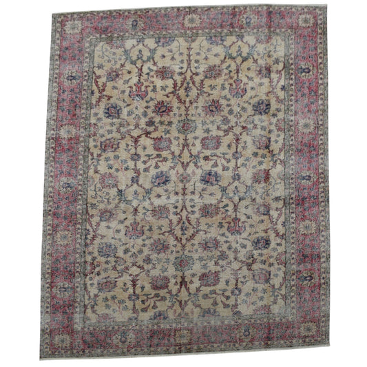Kilim Antik El Dokuma 6m2 Çiçekli Eskitme Yün Salon Halısı 0597 - Vintage - Çok Renkli
