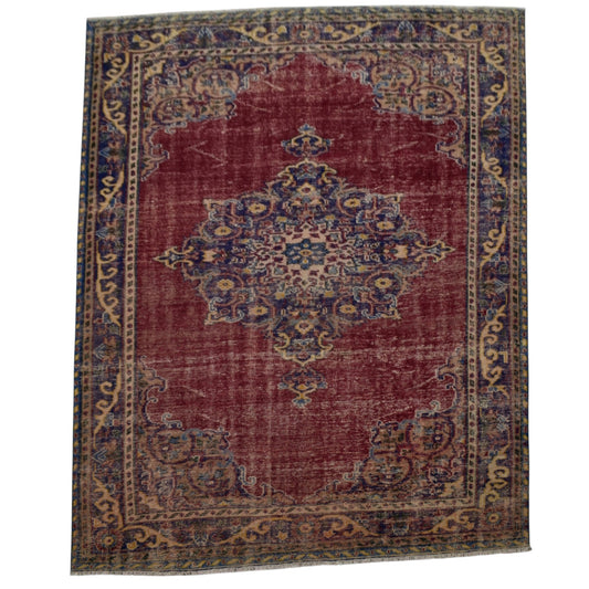 Kilim Antik 6.5m2 El Dokuma Eskitme Göbekli Yün Salon Halısı 0600 - Antika - Çok Renkli
