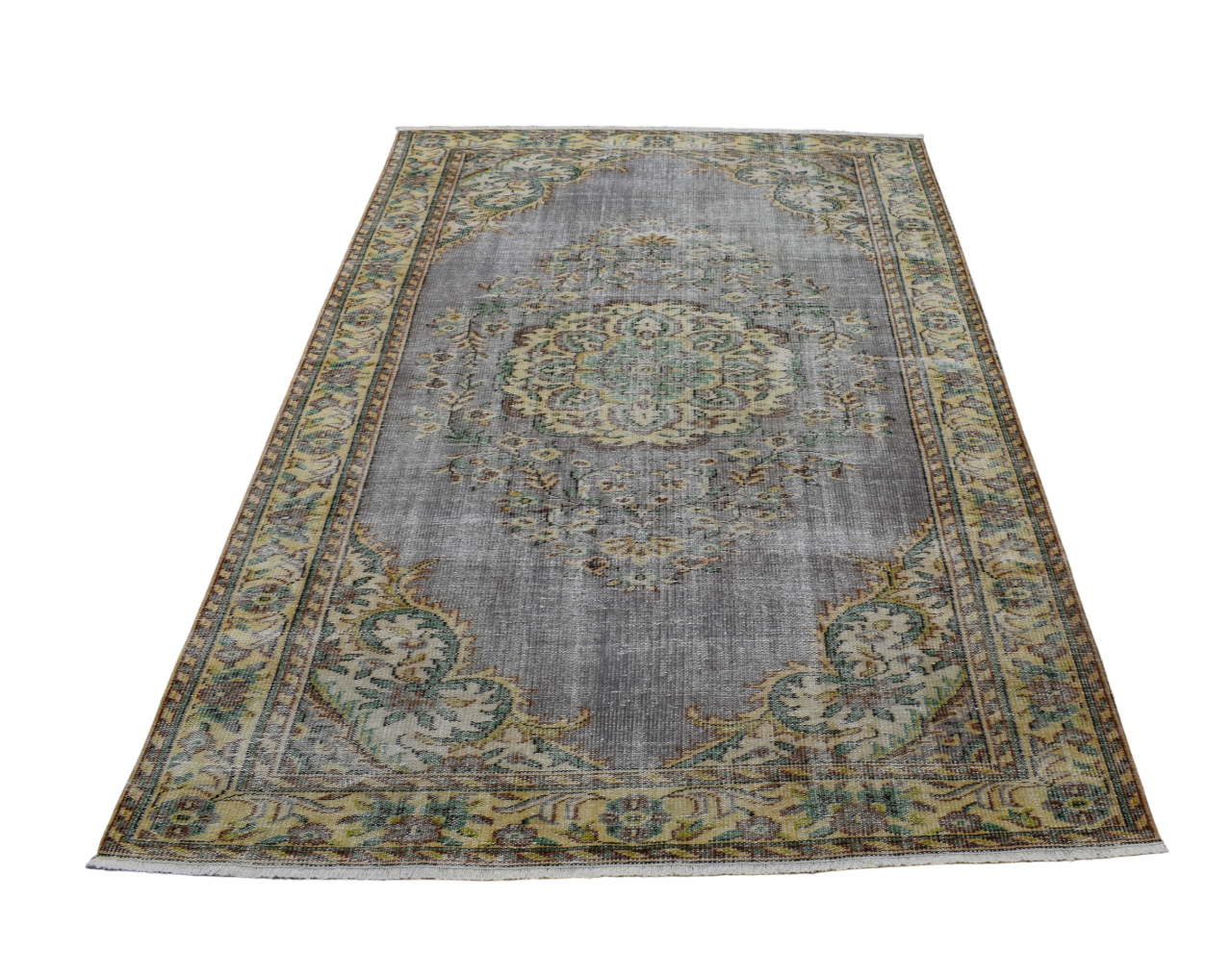 Kilim Antik El Dokuma 5m2 Göbekli Eskitme Yün Salon Halısı 0601 - Vintage - Çok Renkli