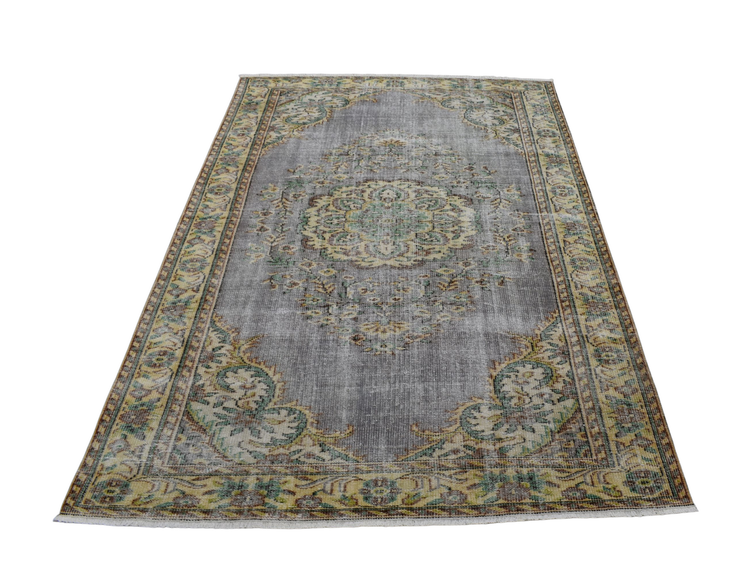 Kilim Antik El Dokuma 5m2 Göbekli Eskitme Yün Salon Halısı 0601 - Vintage - Çok Renkli