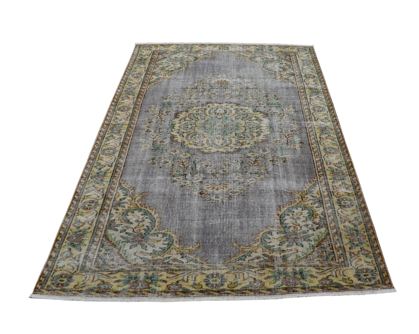 Kilim Antik El Dokuma 5m2 Göbekli Eskitme Yün Salon Halısı 0601 - Vintage - Çok Renkli