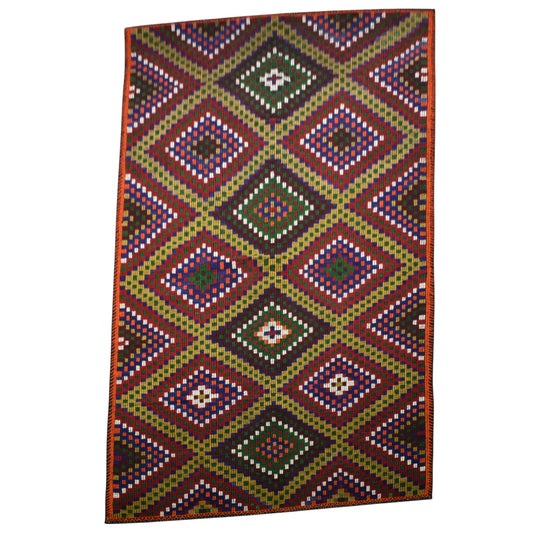 Kilim Antik El Dokuması Uşak Yörük Cecim Yün Kilim 0603 - Yeni - Çok Renkli