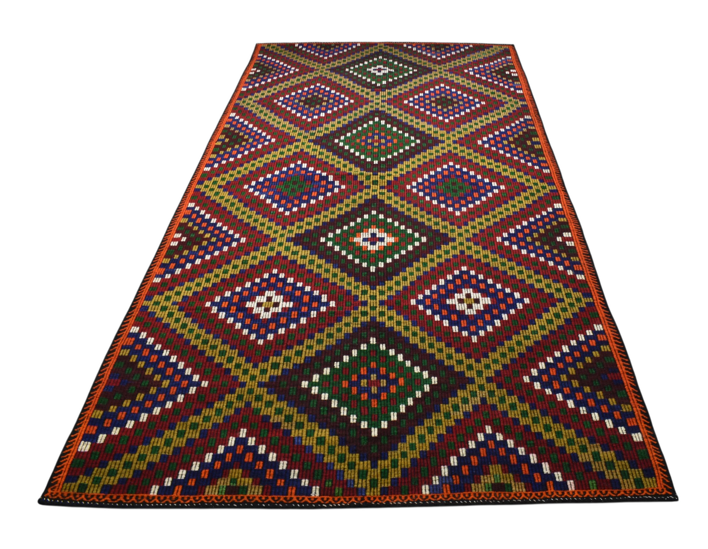 Kilim Antik El Dokuması Uşak Yörük Cecim Yün Kilim 0603 - Yeni - Çok Renkli
